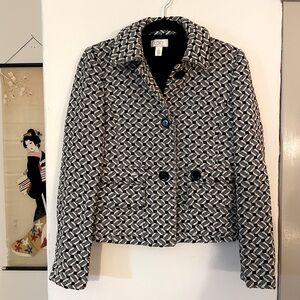 Ann Taylor Loft Black White Blazer Jacket Cover Business Casual Size 4 Women’s